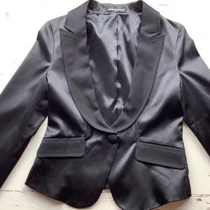 Express Design Studio Cropped Satin Tuxedo Jacket SZ 0